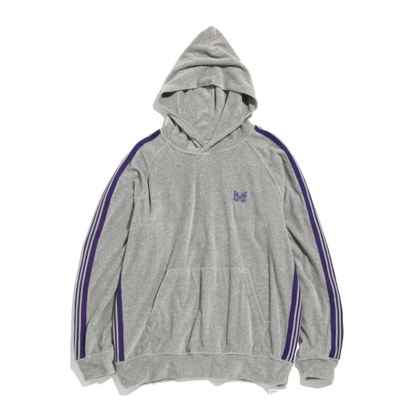 Needles ssz track butterfly velvet gray hoodie Japanese fashion brand loose-fitting autumn/winter unisex hooded sweatshirt - Image 4