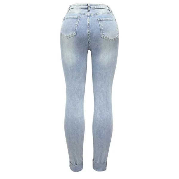Casual High Waist Ripped Jeans Women 2025 Fashion Slim Skinny Trousers Pants Elegant - Image 6