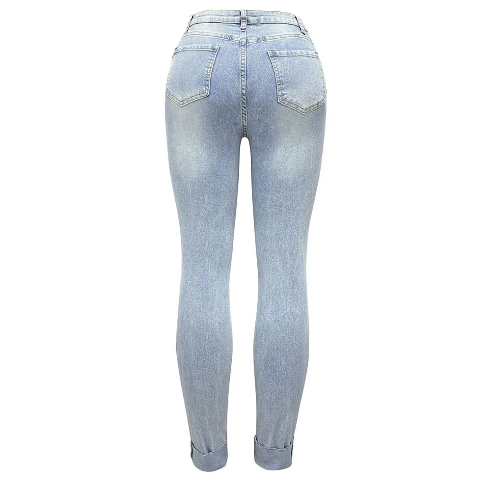 Casual High Waist Ripped Jeans Women 2025 Fashion Slim Skinny Trousers Pants Elegant - Image 6