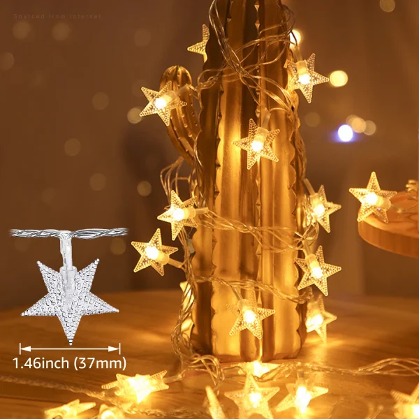 32.8ft 100 LEDs Star String Lights, Twinkle Fairy Lights for Holiday Wedding Party Christmas Tree, Battery Operated, Warm White - Image 2