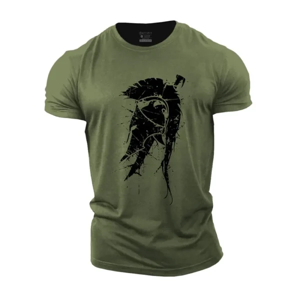 Men's short sleeved T-shirt Spartan 3D graphic shirt Round Neck large Clothes 2023 Men's Casual Top