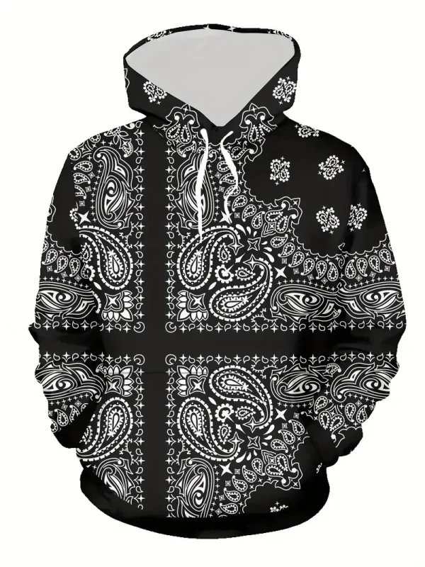 Creative Cashew Pattern Printed Hoodie Cool Men's Hoodie Men's Casual Flat Design Hoodie Paired With Kangaroo Pocket Streetwear - Image 4