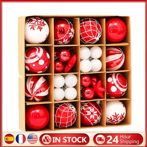 42 Pcs 6 Cm Christmas Ball Ornaments Plastic Christmas Ornaments Hanging Ball Decorations Party Decorations for Xmas Tree