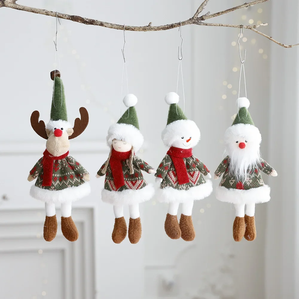 Christmas decoration fabric doll small figurine pendant plush elk Santa Claus snowman Christmas tree decorations