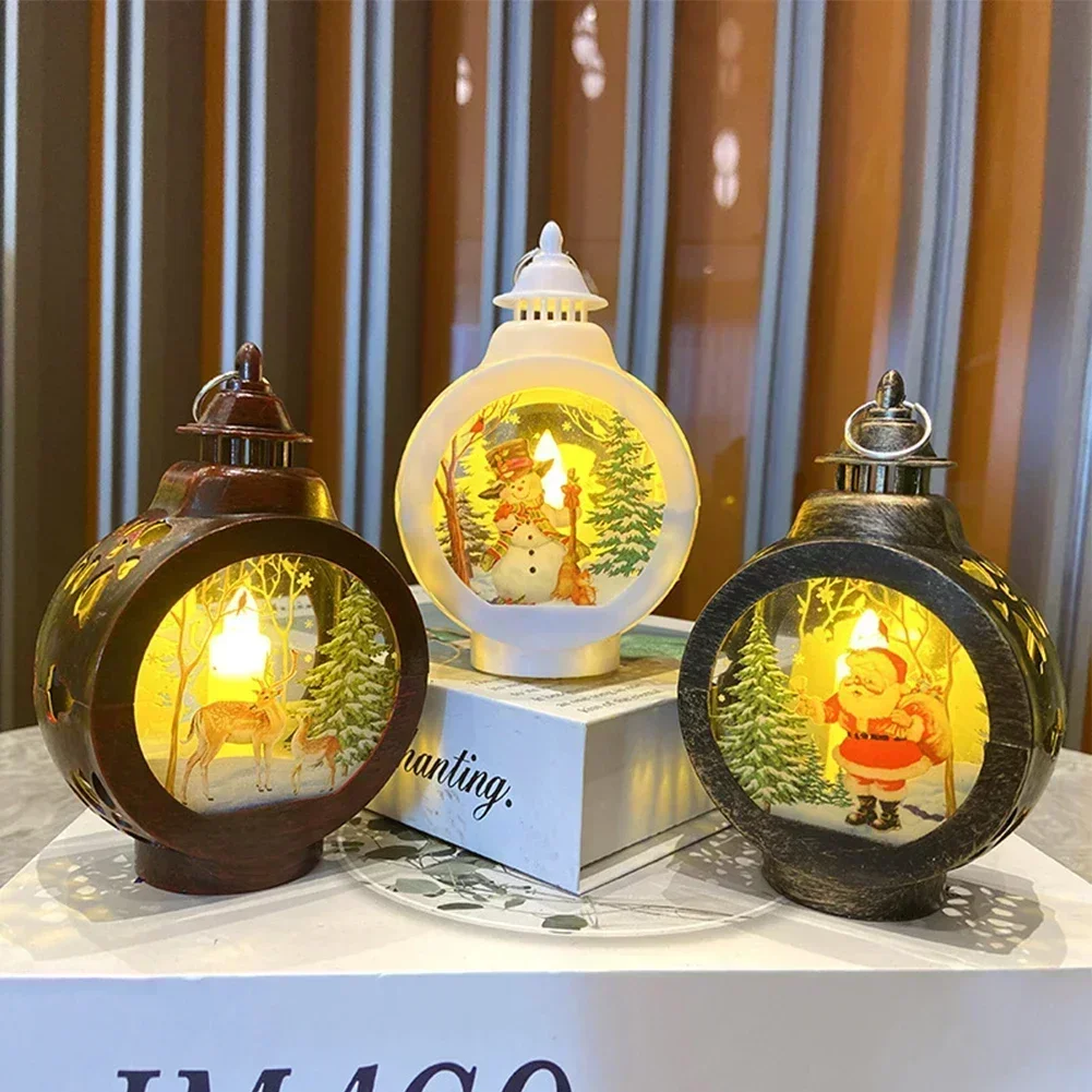 1pc Christmas Night Light Xmas Plastic Portable Lamp Santa Claus Snowman Wind Lantern Ornament Decorations Home Pendants - Image 2