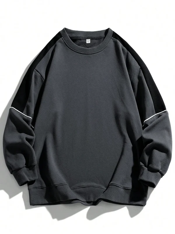 New Men Autumn Casual Fashion Teenager Pullover Top Color Contrast Round Neck Hoodies Male Long Sleeved Loose Sweatshirts Tops - Image 4