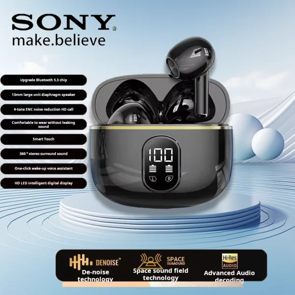 SONY Wireless Earphones 40dB Noise Cancelling Bluetooth 5.3 LED Display HD Call TWS Earbuds with Transparency Mode