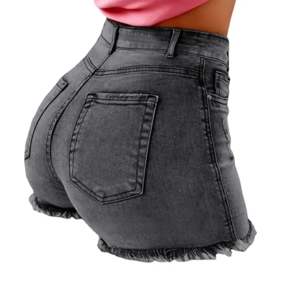 Sexy Denim Shorts Women Jeans Tassel Washed Distressed Skinny Mid Waist Pockets Streetwear Female 2025 Straight Short Pants - Image 5