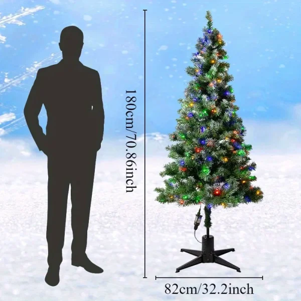 6Ft Christmas Tree RGB LED Light Remote Control Office Home Party Xmas Decoration Branch Tips Automatic rotation Foldable Base - Image 3