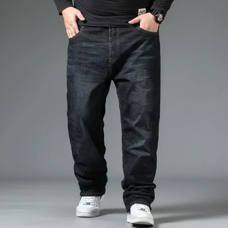 10XL Mens Baggy Jeans Oversize High Waist Loose Trousers Large Size Male Denim Pants Husband Plus Size Loose Blue Denim Pants - Image 3