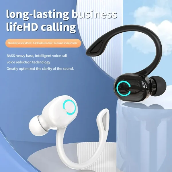 Bluetooth 5.2 Business Wireless Headphone Ear-Hook Mini HIFI Bass Noise Cancelling Earphone With Mic Earbuds Sport Game Headset - Image 6