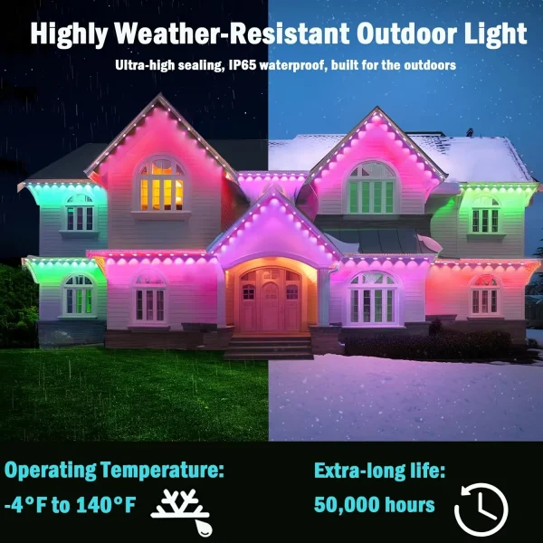45M Permanent Outdoor Eaves LED Lights Waterproof RGB String Lights DIY Scene Christmas Birthday Holiday Party Lighting - Image 3