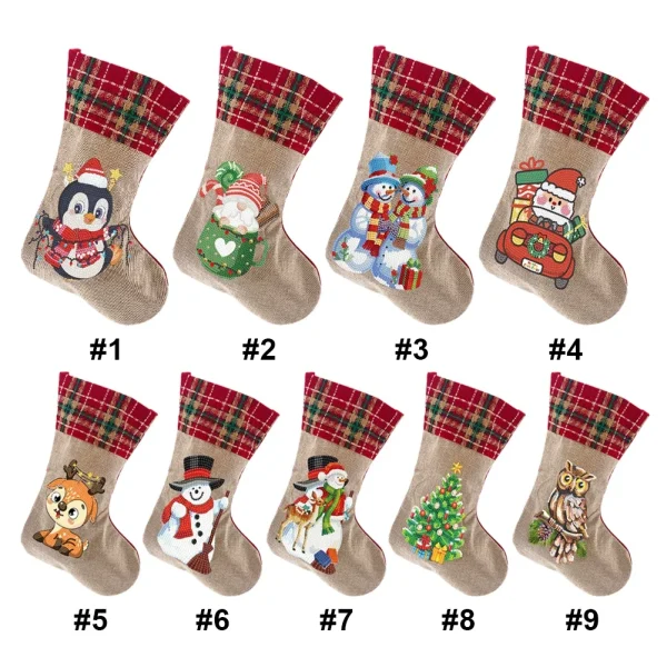 Christmas Decor Diamond Art Kits Xmas Penguin Diamond Present Stockings Xmas Elk Diamond Painting Stocking DIY for Holiday Favor - Image 5