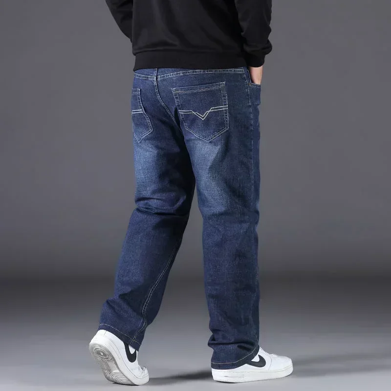 10XL Mens Baggy Jeans Oversize High Waist Loose Trousers Large Size Male Denim Pants Husband Plus Size Loose Blue Denim Pants - Image 5