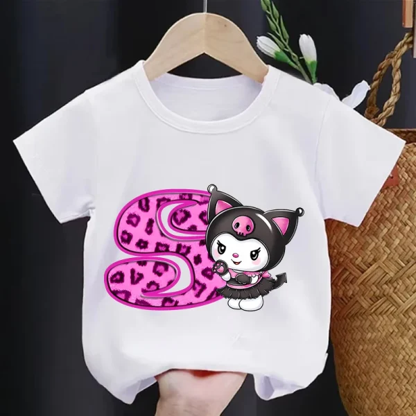 Kuromi Kids T-shirt Summer Children Kawaii Cartoon Cotton Short Sleeve Tops Boy Anime Fashion Cute Tee Girl Casual Clothes Gifts - Image 6