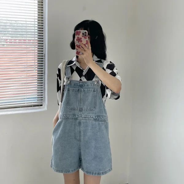 Blue Denim Shorts Female 2023 Summer Loose Wide Leg Shorts Korean Jumpsuit Shorts For Women - Image 2