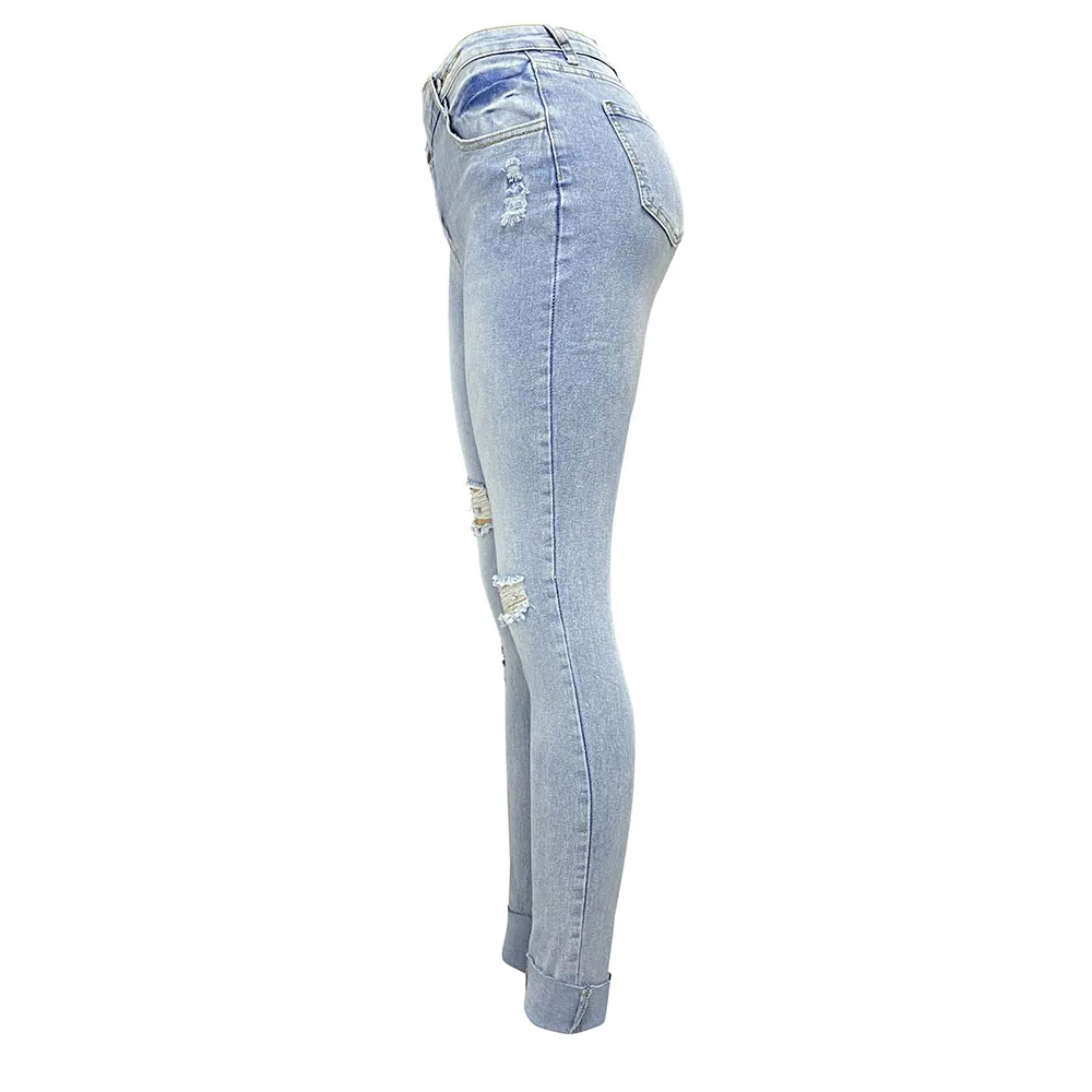 Casual High Waist Ripped Jeans Women 2025 Fashion Slim Skinny Trousers Pants Elegant - Image 5