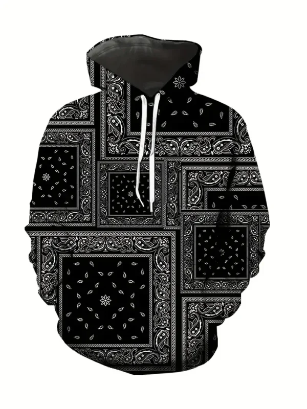 Creative Cashew Pattern Printed Hoodie Cool Men's Hoodie Men's Casual Flat Design Hoodie Paired With Kangaroo Pocket Streetwear - Image 5