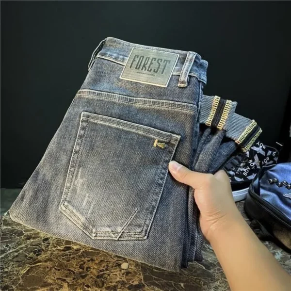 New Spring Autumn Luxury Designer Jeans for Men High-end Washed Cowboy Embroidered Denim Pants Korean Slim Casual Men Trousers - Image 5