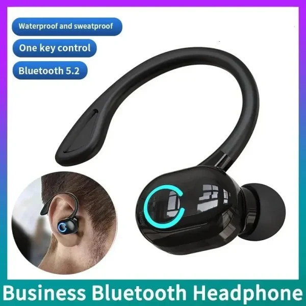 Bluetooth 5.2 Business Wireless Headphone Ear-Hook Mini HIFI Bass Noise Cancelling Earphone With Mic Earbuds Sport Game Headset - Image 2