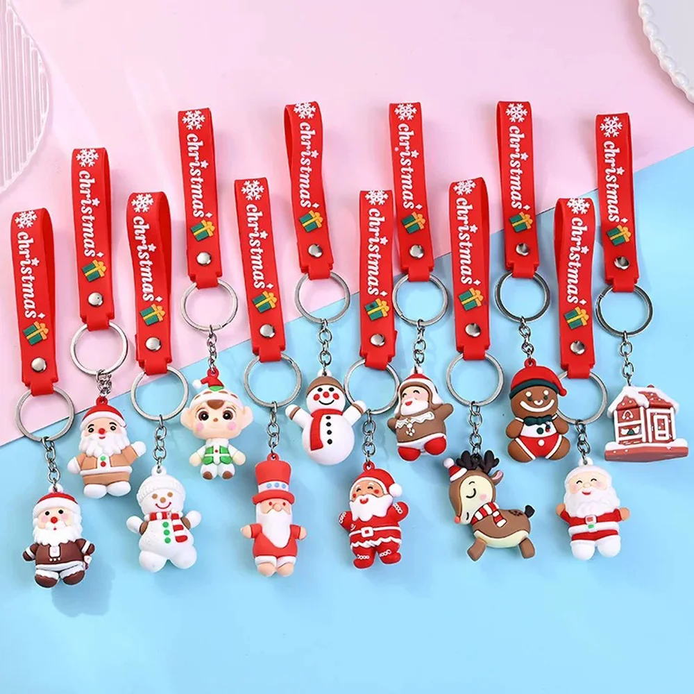 6PCS/3PCS/1PC Santa Claus Snowman 3D Soft Plastic Doll Bag Pendant Keychain - Christmas Children's Gift - Image 5