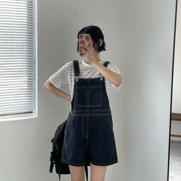 Blue Denim Shorts Female 2023 Summer Loose Wide Leg Shorts Korean Jumpsuit Shorts For Women - Image 5