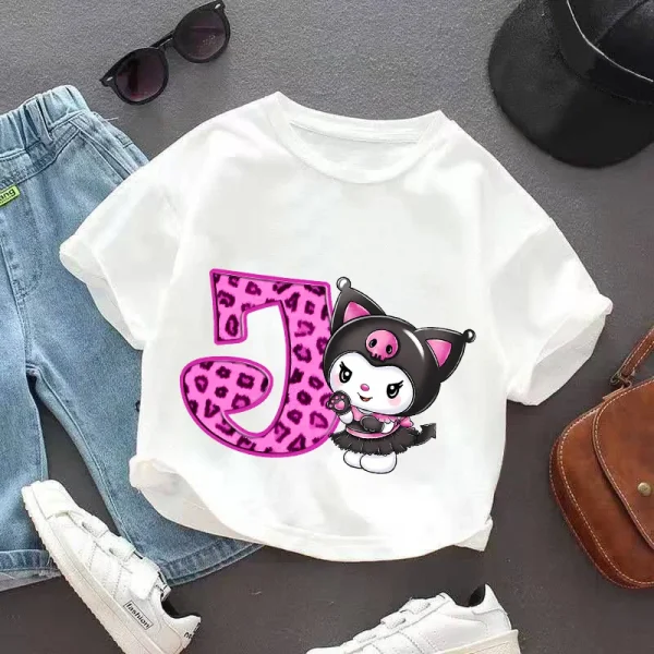 Kuromi Kids T-shirt Summer Children Kawaii Cartoon Cotton Short Sleeve Tops Boy Anime Fashion Cute Tee Girl Casual Clothes Gifts - Image 2