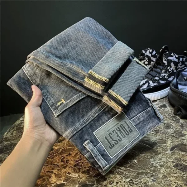 New Spring Autumn Luxury Designer Jeans for Men High-end Washed Cowboy Embroidered Denim Pants Korean Slim Casual Men Trousers - Image 6