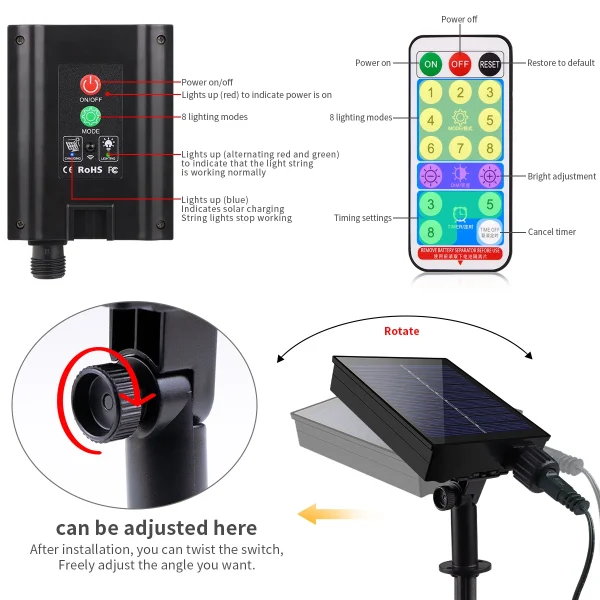 1/2/3Pcs Quick Charging Solar String Light Festival Christmas Decor Lamp Flexible PC Wire Waterproof Outdoor Yard Tree Festoon - Image 4