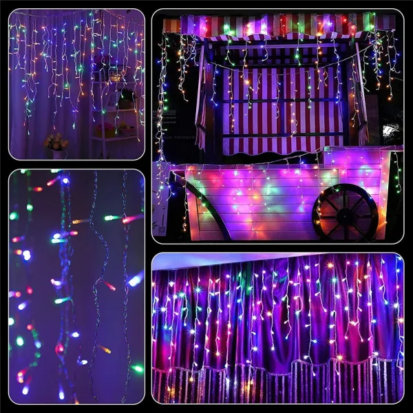 NEW 2024 Christmas Decorations Lights Solar Icicle Curtain Lights 8 Modes Outdoor Waterproof Garden Party New Year Decoration - Image 3