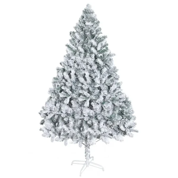 6.9ft White Flocked Artificial Christmas Tree, Snow Christmas Holiday Pencil Tree, Winter Party Decoration with Realistic Branch - Image 5
