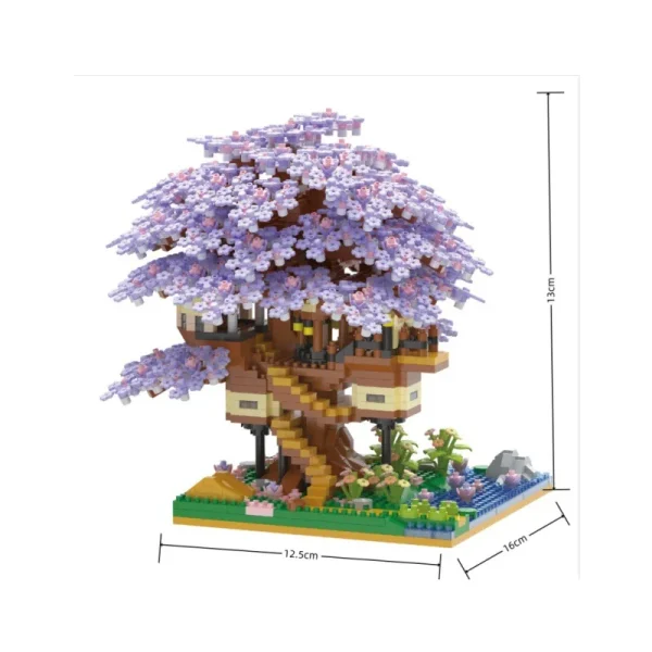 Pink cherry tree house building micro-particle building block classic model girl series difficult assembly toys - Image 5