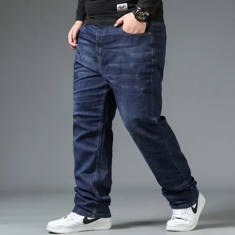 10XL Mens Baggy Jeans Oversize High Waist Loose Trousers Large Size Male Denim Pants Husband Plus Size Loose Blue Denim Pants - Image 4