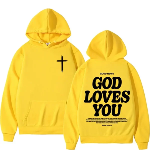 Harajuku Aesthetic Christian Jesus Church Hoodie Bible Verse God Loves You Hooded Men's Women Vintage Sweatshirts Streetwear Y2K - Image 2