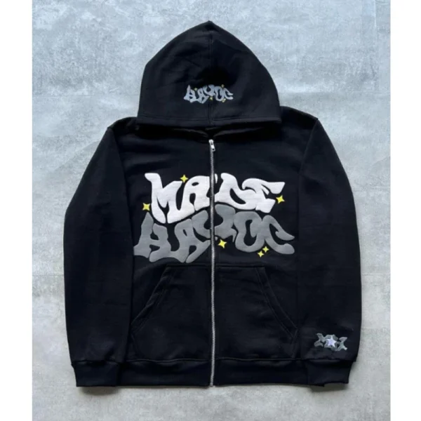 American Retro Star and Letter Printed Zipper Hoodies Women and Men Y2K Spring Autumn Section Lazy Fashion Brand Cardigan Jacket - Image 4