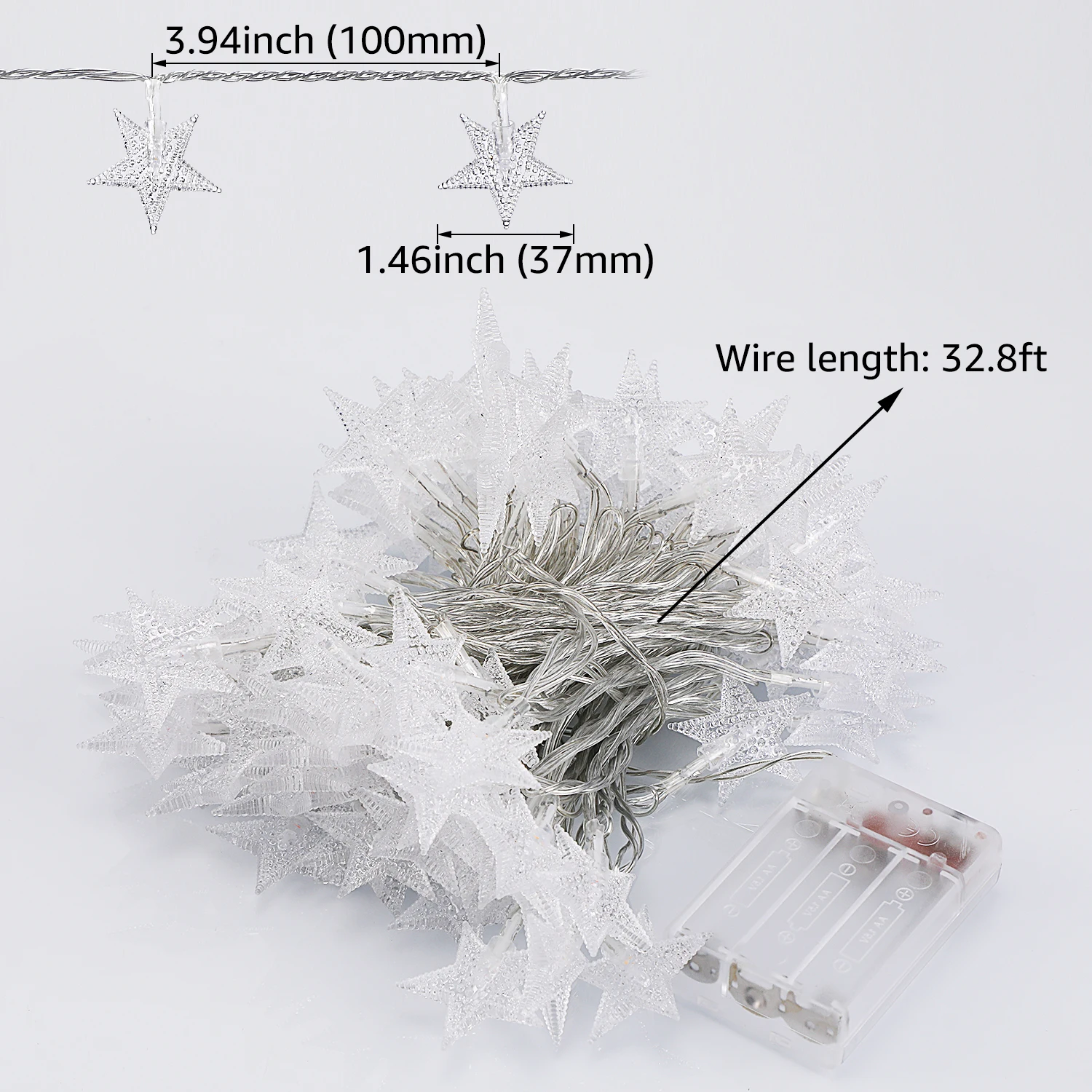 32.8ft 100 LEDs Star String Lights, Twinkle Fairy Lights for Holiday Wedding Party Christmas Tree, Battery Operated, Warm White - Image 6