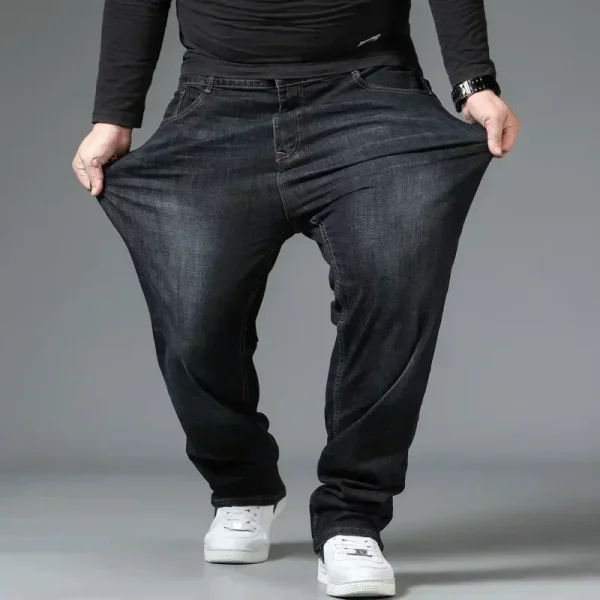 10XL Mens Baggy Jeans Oversize High Waist Loose Trousers Large Size Male Denim Pants Husband Plus Size Loose Blue Denim Pants