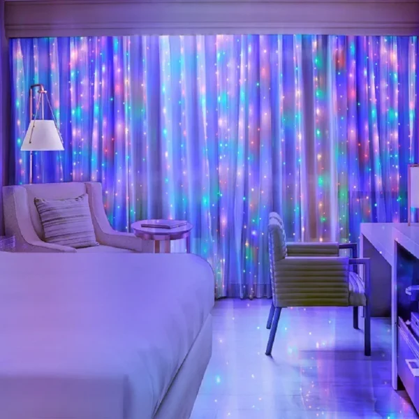 Curtain Light for Party/Wedding/Festival/Christmas,Window Blinking String Light for Bedroom/Living Room,USB Plug with 8 Modes - Image 2