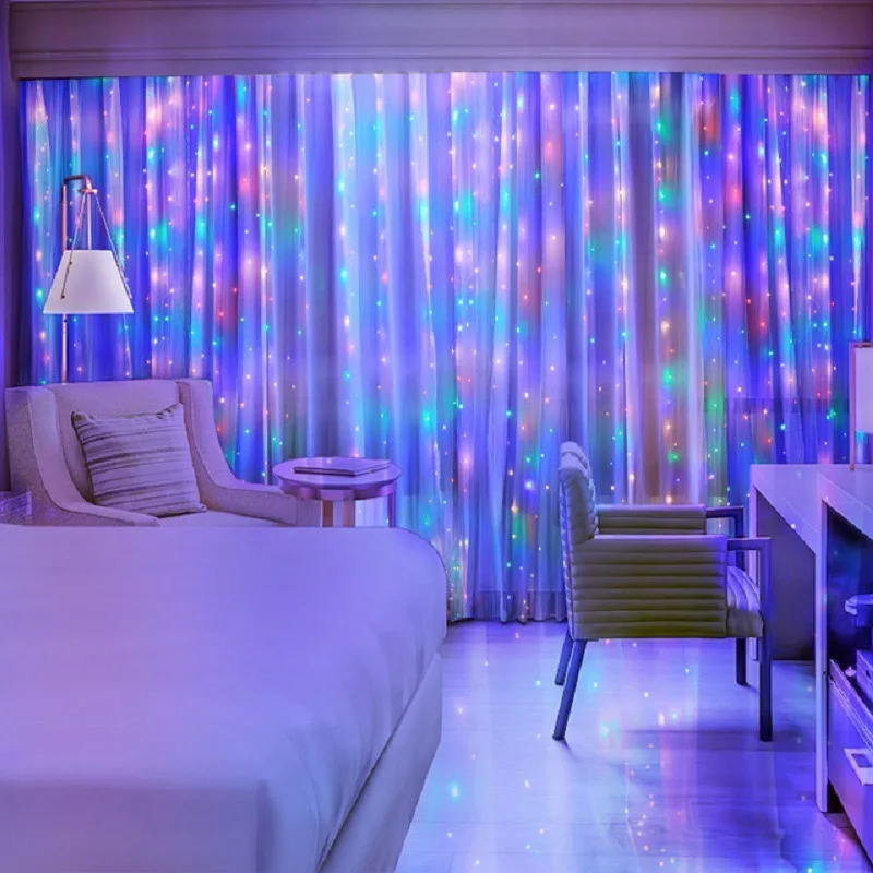 Curtain Light for Party/Wedding/Festival/Christmas,Window Blinking String Light for Bedroom/Living Room,USB Plug with 8 Modes - Image 2