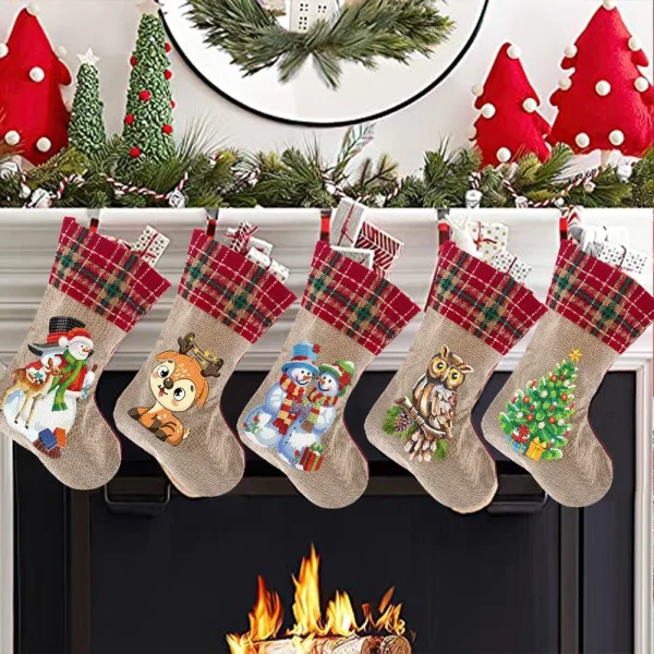 Christmas Decor Diamond Art Kits Xmas Penguin Diamond Present Stockings Xmas Elk Diamond Painting Stocking DIY for Holiday Favor - Image 2