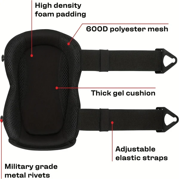 Professional Knee Pads for Work; Gardening & Construction Double Straps and Adjustable Clips;Industrial Heavy Duty Tactical - Image 3