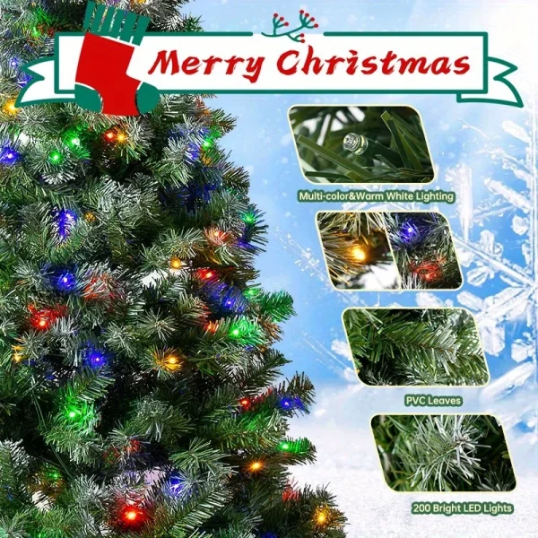 6Ft Christmas Tree RGB LED Light Remote Control Office Home Party Xmas Decoration Branch Tips Automatic rotation Foldable Base - Image 5