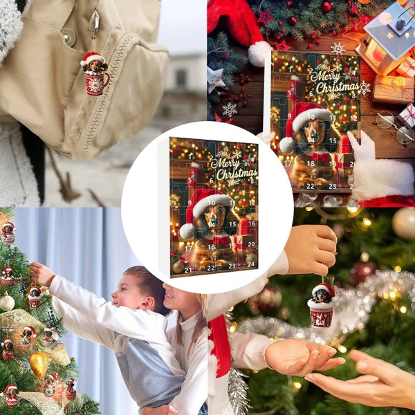 Dachshunds 24 Days Christmas Countdown Calendar W/Dachshunds Figure Ornaments Xmas Advent Calendar Christmas Gifts for Dog Lover - Image 2