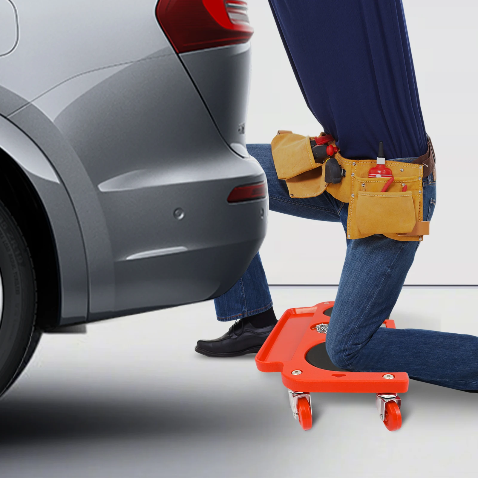 Rolling Knee Pad Platform, Portable Sponge Cushioned Knee Pad with Wheels for Auto Repairing - Image 3