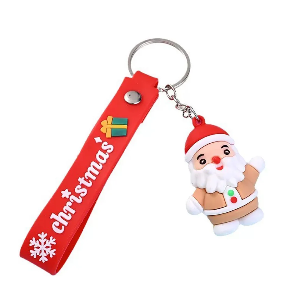 6PCS/3PCS/1PC Santa Claus Snowman 3D Soft Plastic Doll Bag Pendant Keychain - Christmas Children's Gift - Image 4