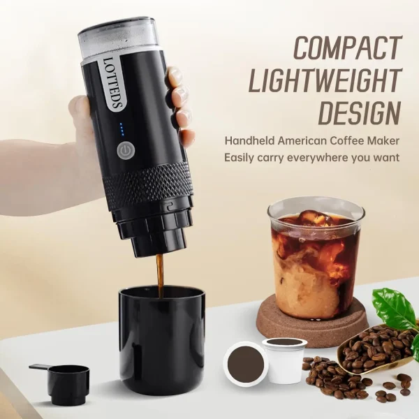 Portable American Coffee Maker, Electric Travel Coffee Machine Non-Heating Compatible with K Cup Capsules & Ground Coffee with U - Image 5
