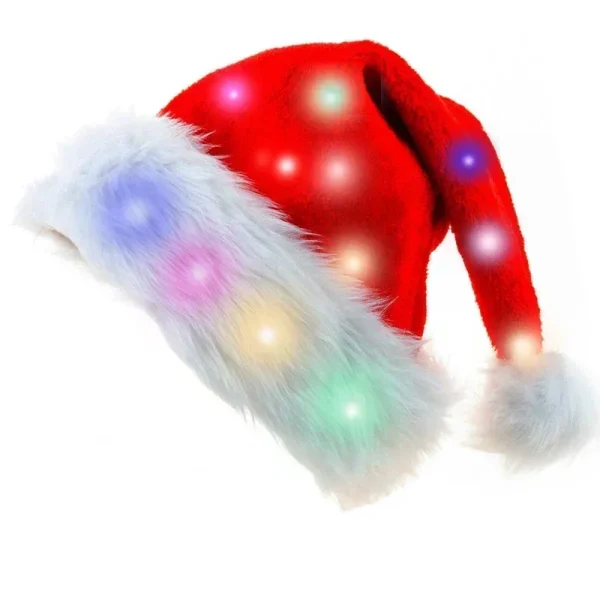 Christmas Hat LED Light Plush Children's Adult Christmas Decorations Christmas SuppliesLuminous Santa Hat Navidad Decoracion