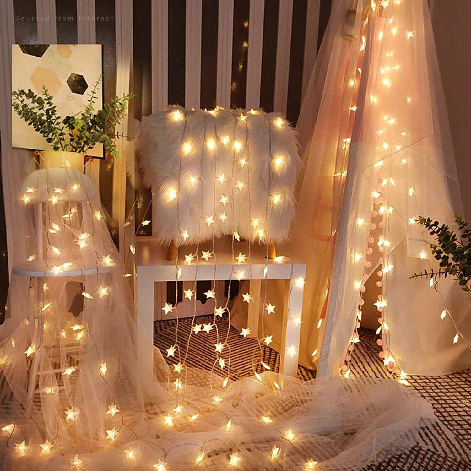 32.8ft 100 LEDs Star String Lights, Twinkle Fairy Lights for Holiday Wedding Party Christmas Tree, Battery Operated, Warm White - Image 3
