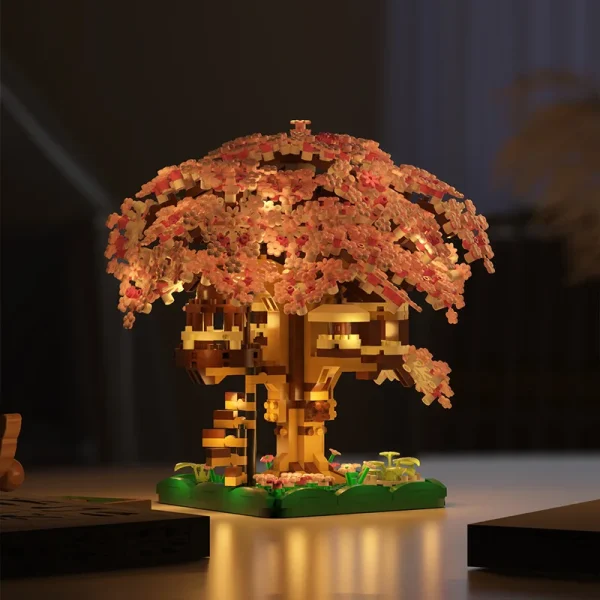 Pink cherry tree house building micro-particle building block classic model girl series difficult assembly toys - Image 4