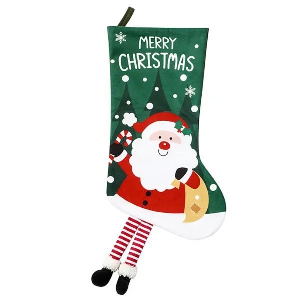 Christmas Stockings with Cute Legs with Classic Elk Snowman Santa Claus Elements for Holiday Christmas Party - Image 4